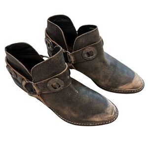Chinese Laundry Womens‎ 6 Distressed Black Western Harness Ankle Boots BA0P0111B